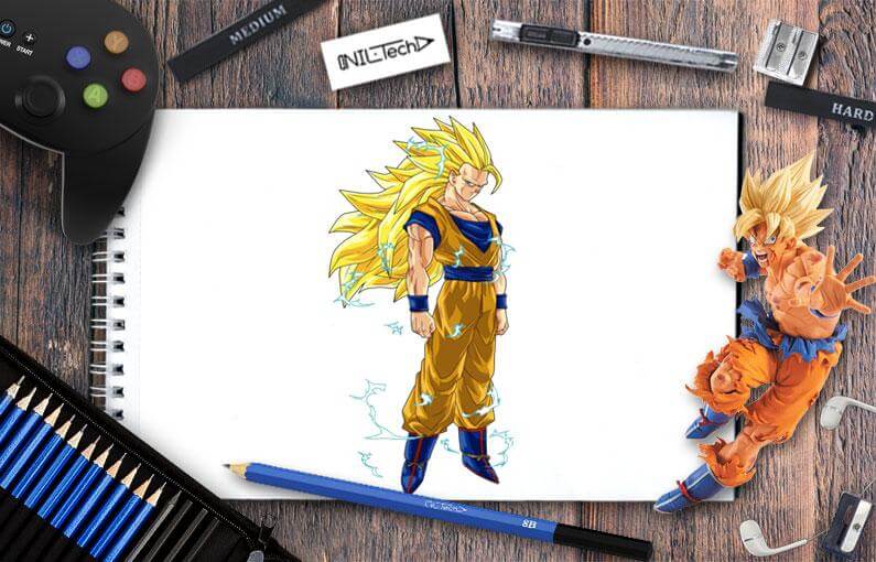 How to Draw Goku (Super Saiyan 3) Dragon Ball step by step tutorial