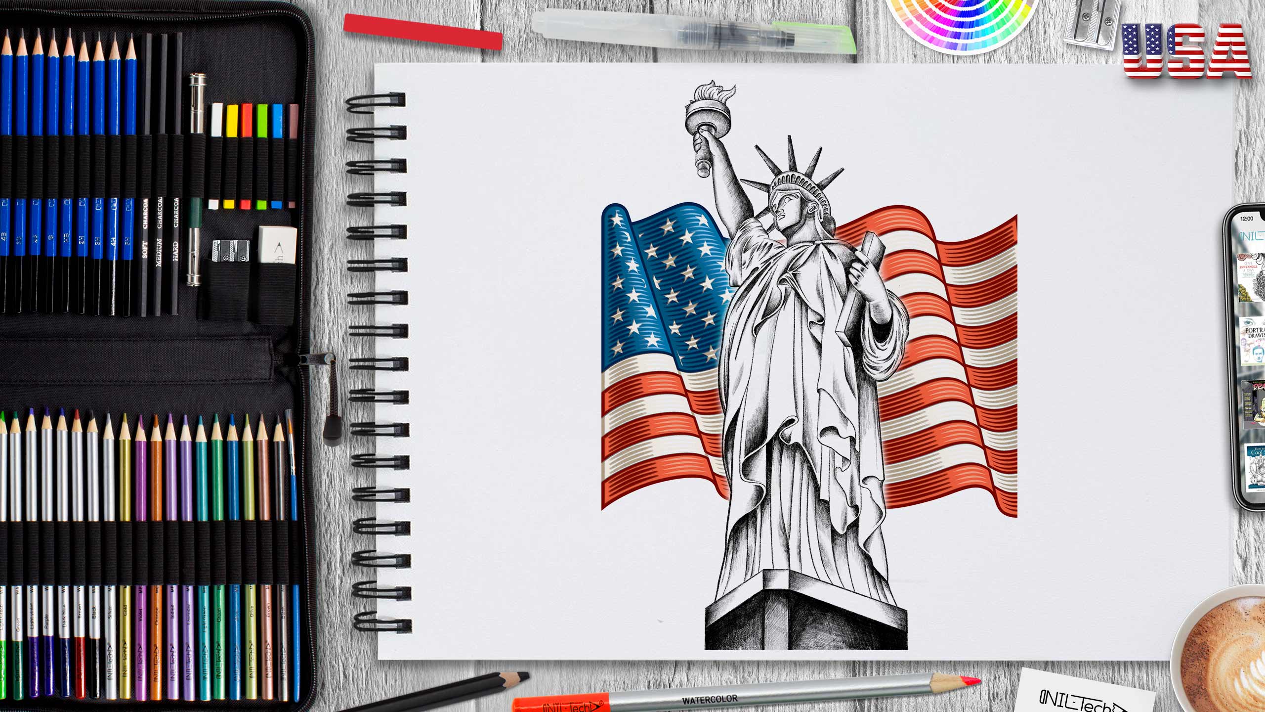 How to Draw The Statue of Liberty for Independence Day