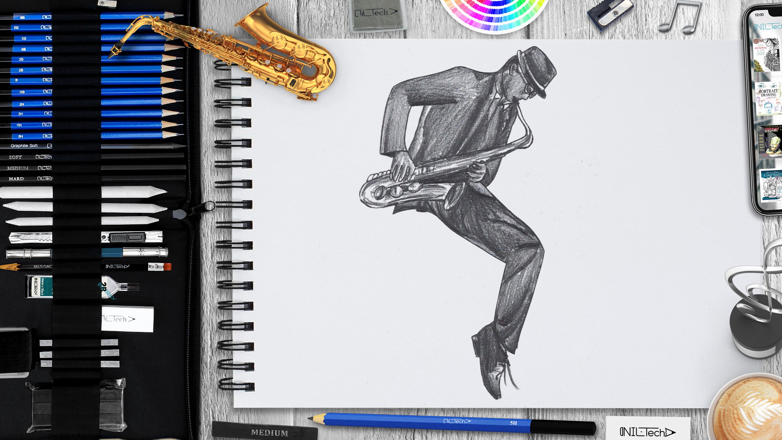 How to Draw Saxophonist Step by Step