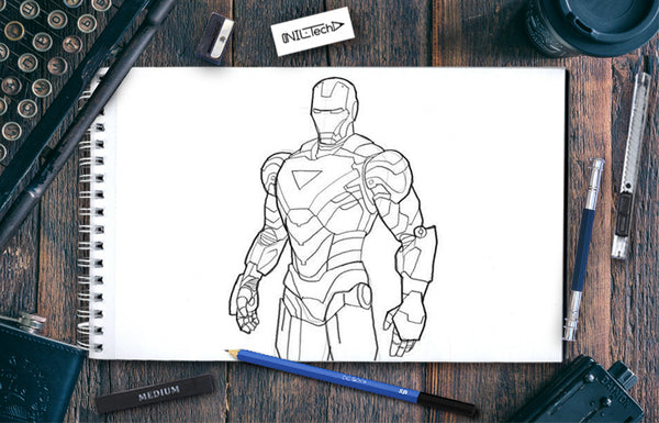 iron man drawing simple