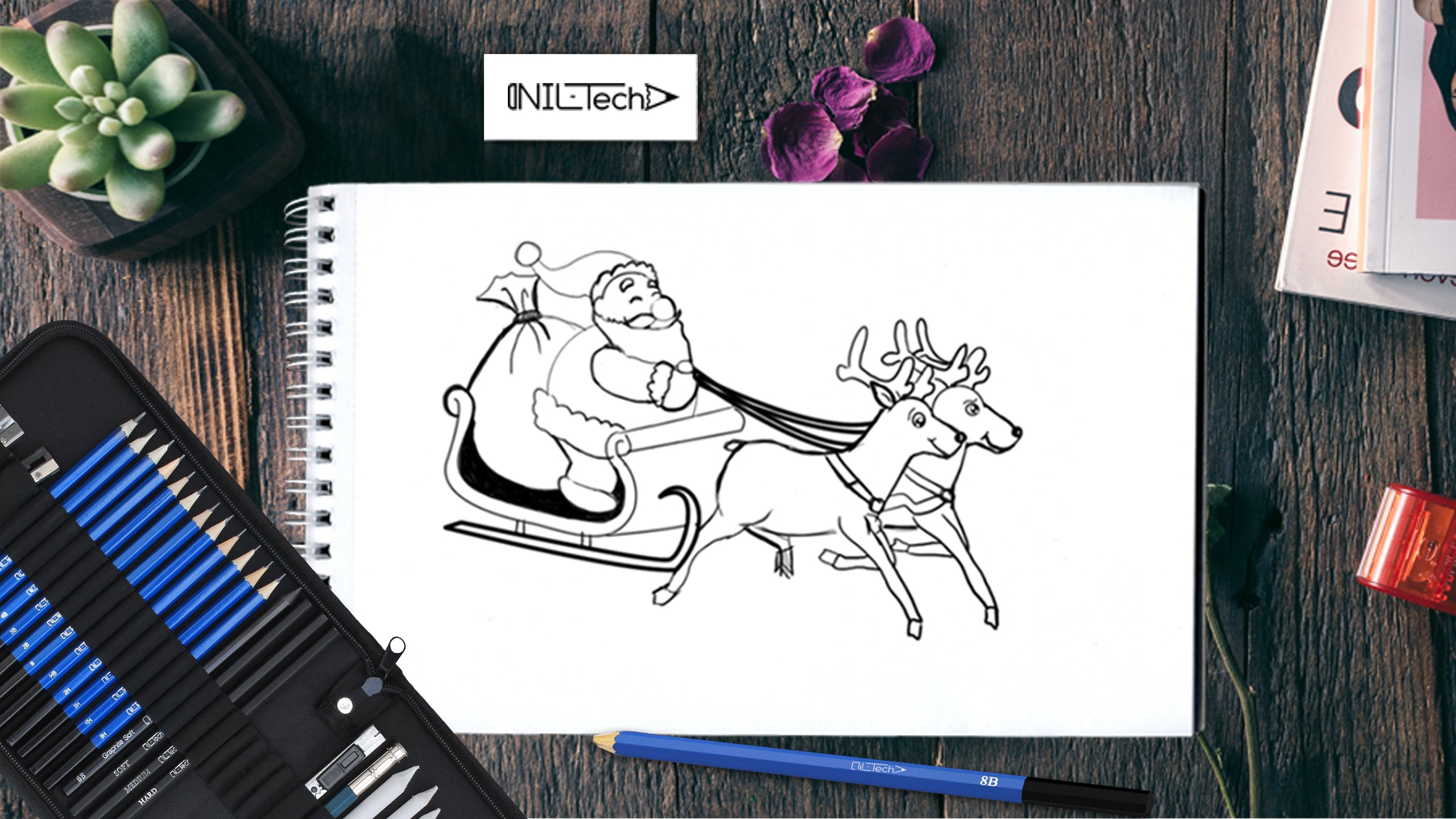 how to draw Santa Sleigh