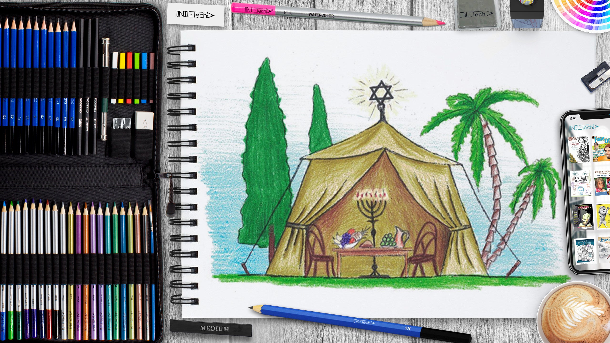 How to draw Sukkot Tent for the Festival of Shelters Step by Step