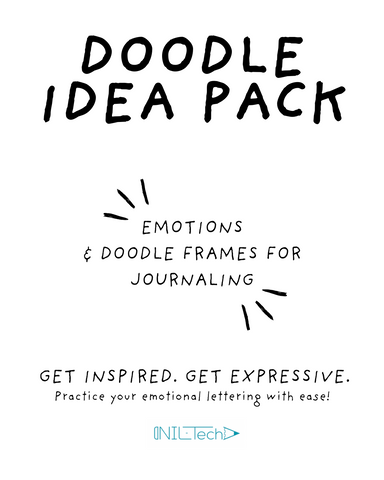 Hand Lettering Elements Pack – Doodle Frames & Emotional Word Art Practice Sheet