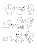 Cute Animals: Printable Coloring Book – Kittens, Ducklings, Foxes, and More!