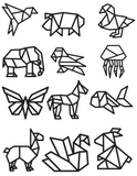 Printable (Digital) Folded Whimsy: Coloring the World of Origami Animal Wonders