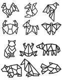 Printable (Digital) Folded Whimsy: Coloring the World of Origami Animal Wonders