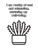 Printable (Digital) Relaxing Affirmation Coloring Pages: Cacti Coloring Collection