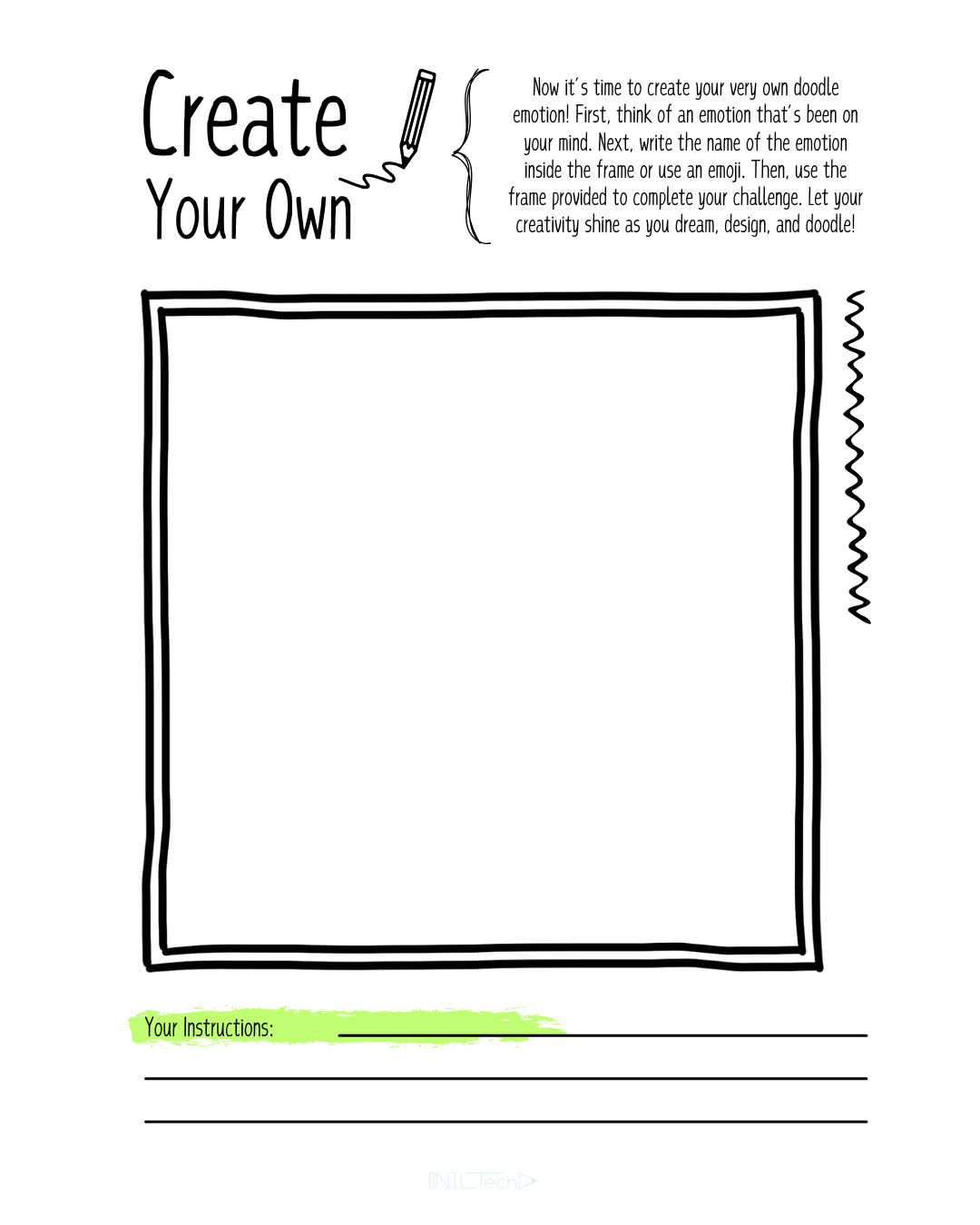 Hand Lettering Elements Pack – Doodle Frames & Emotional Word Art Practice Sheet