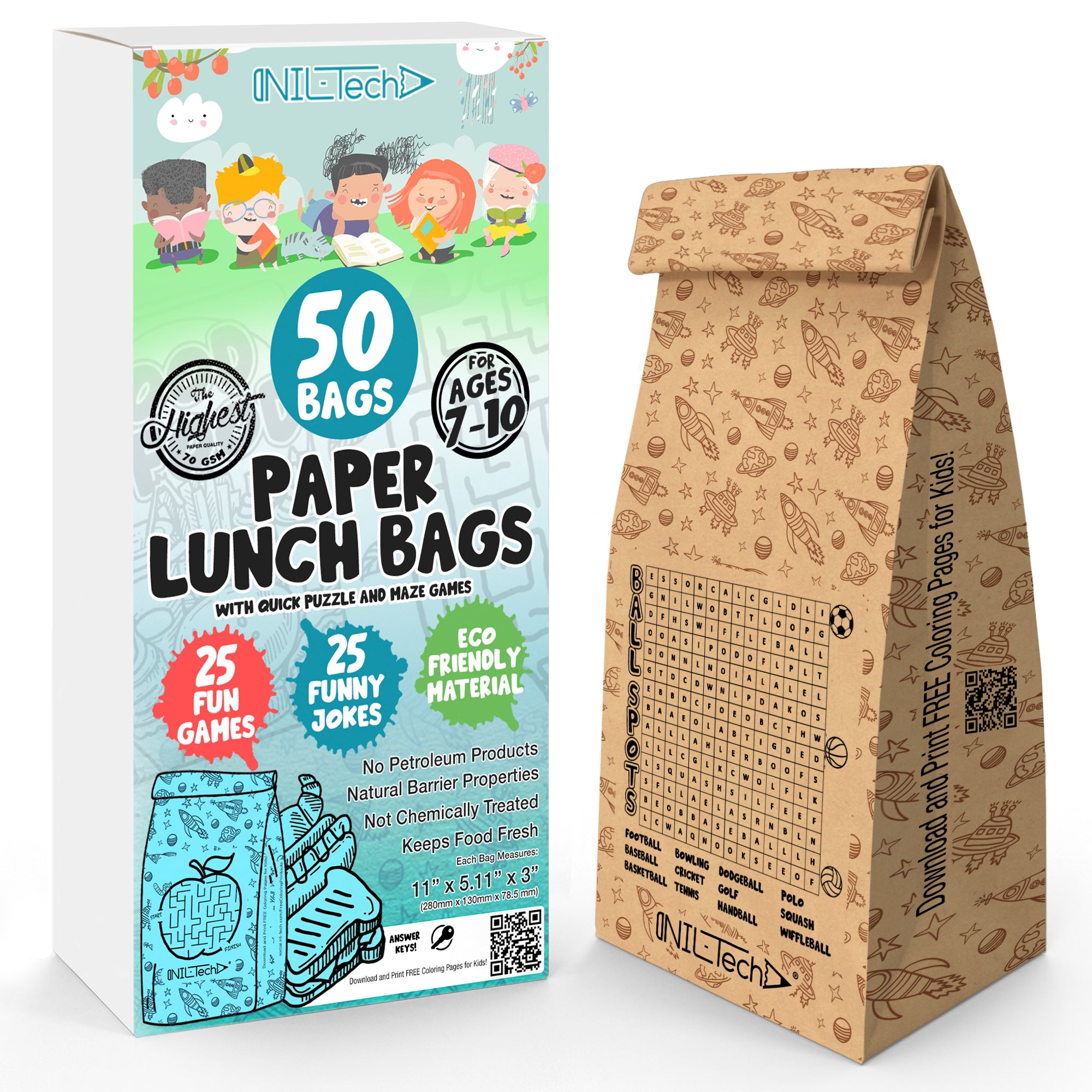 educational brown paper lunch bags