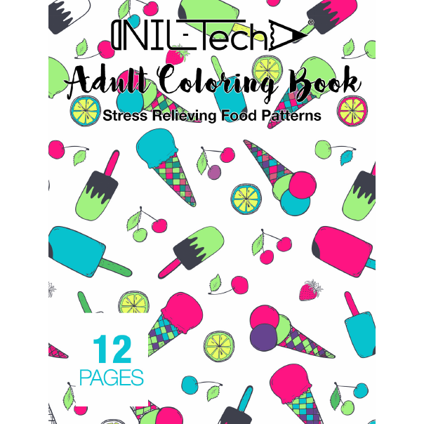 Adult Coloring book with stress relieving Food patterns