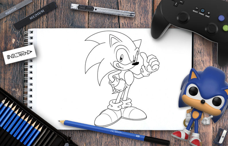 How to draw Sonic step by step tutorial
