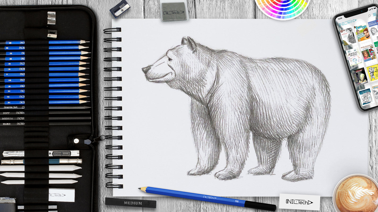 Bear Drawing In The Technique Of One Ink Stroke Brush And Paint Texture  Vector Illustration Stock Illustration - Download Image Now - iStock