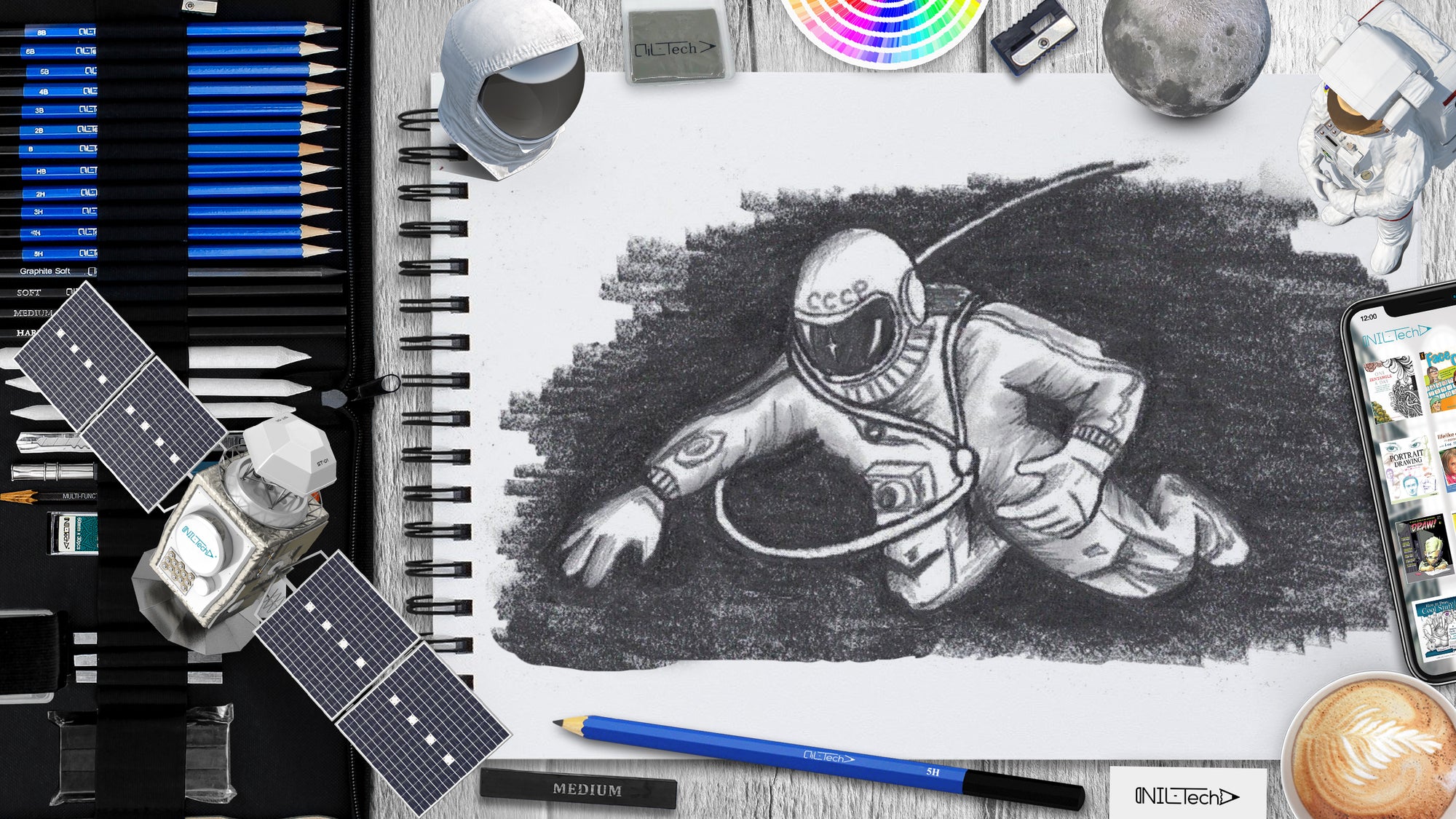 learn how to draw astronaut Alexei Leonov step by step