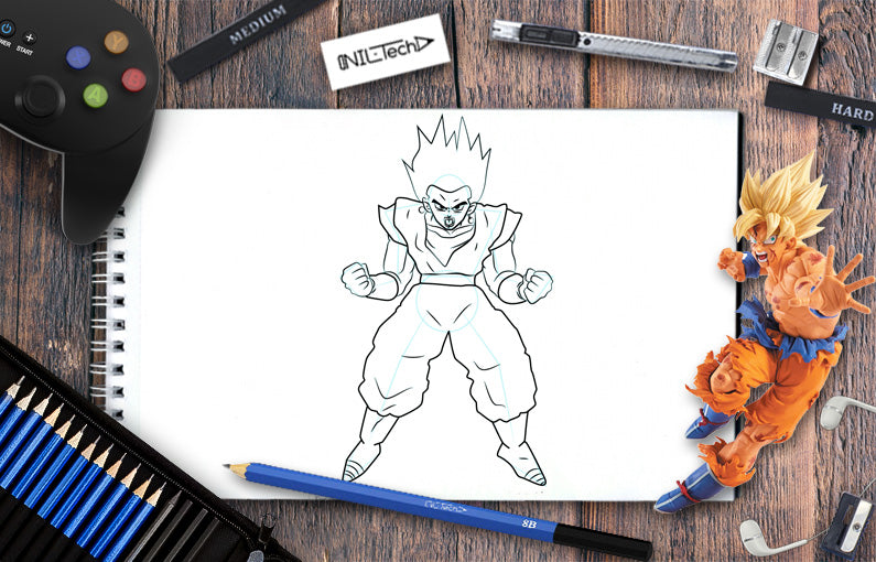 How to draw Dragon Ball character Goku step by step tutorial