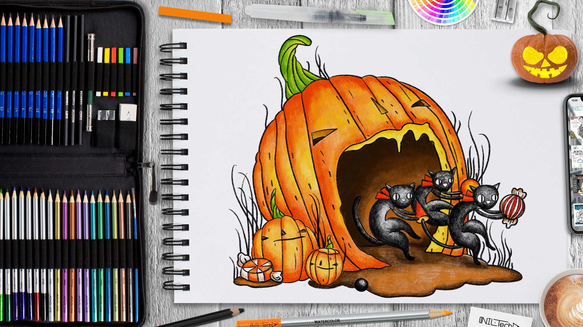 How to Draw Halloween Jack-o-Lantern Step by Step
