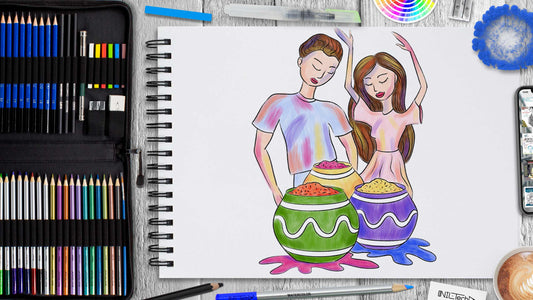 How to Draw Holi Festival