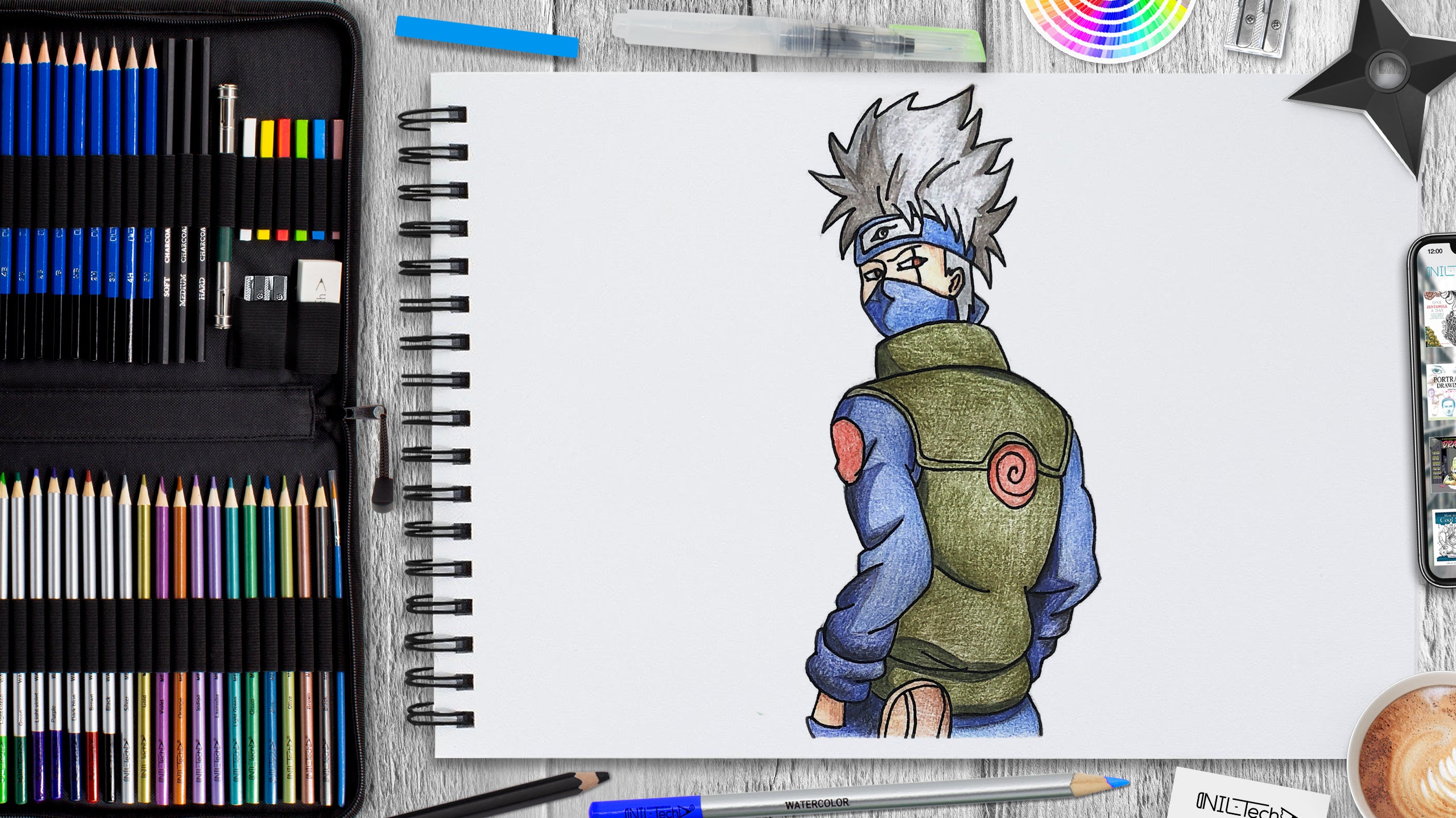how to draw Naruto Uzumaki step-by-step using just a pencil