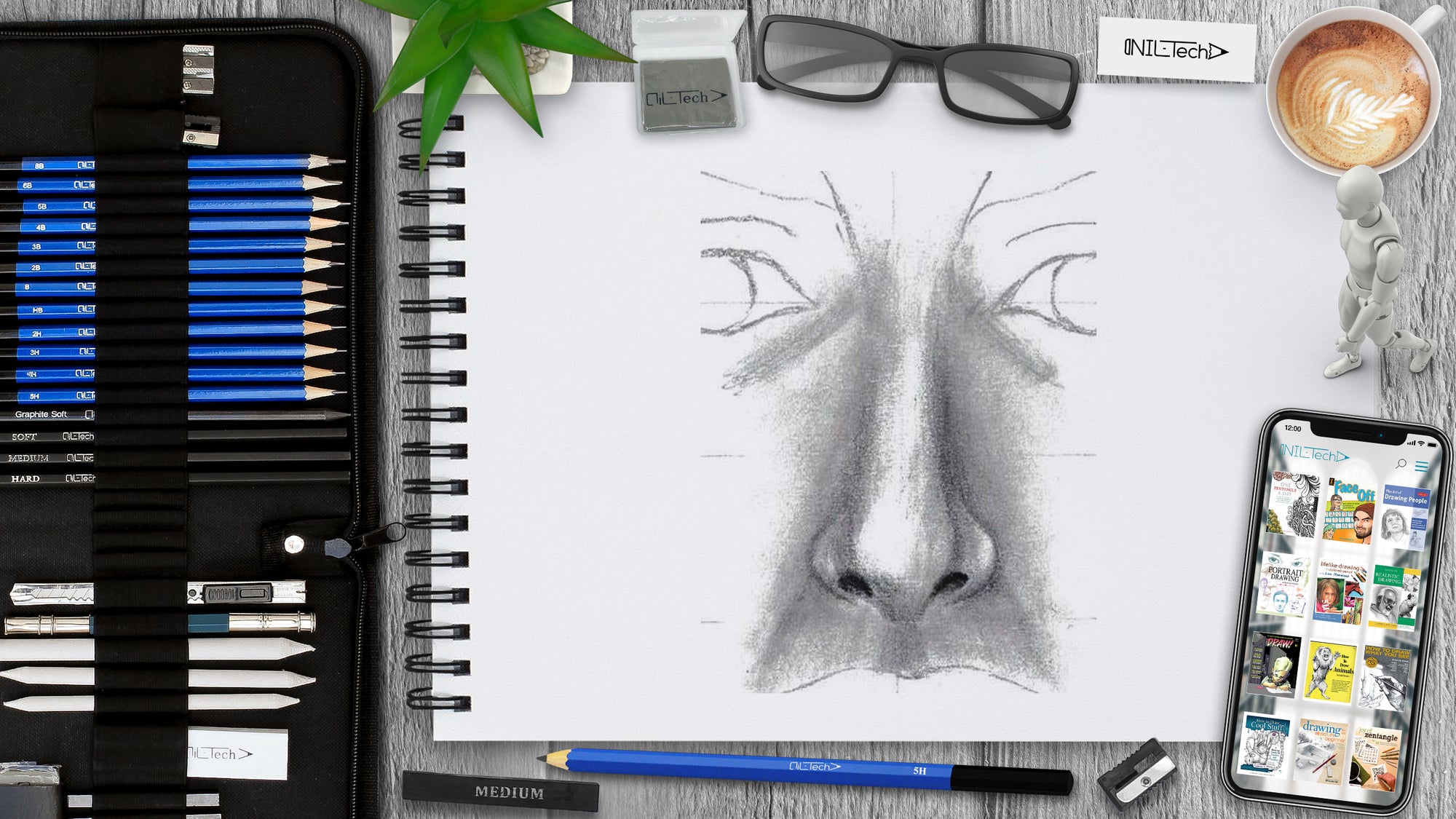 how to draw a nose step by step drawing tutorial