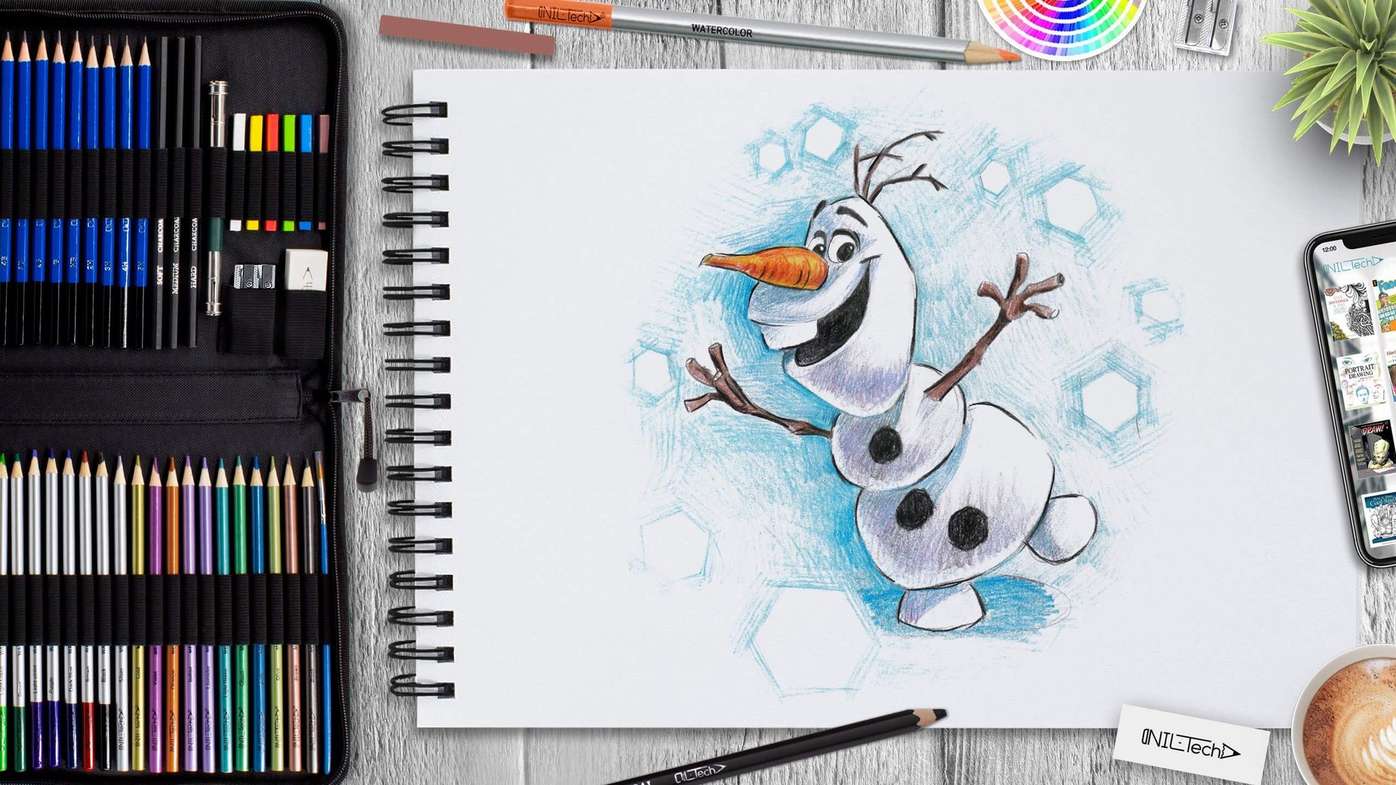 how to draw Olaf step by step