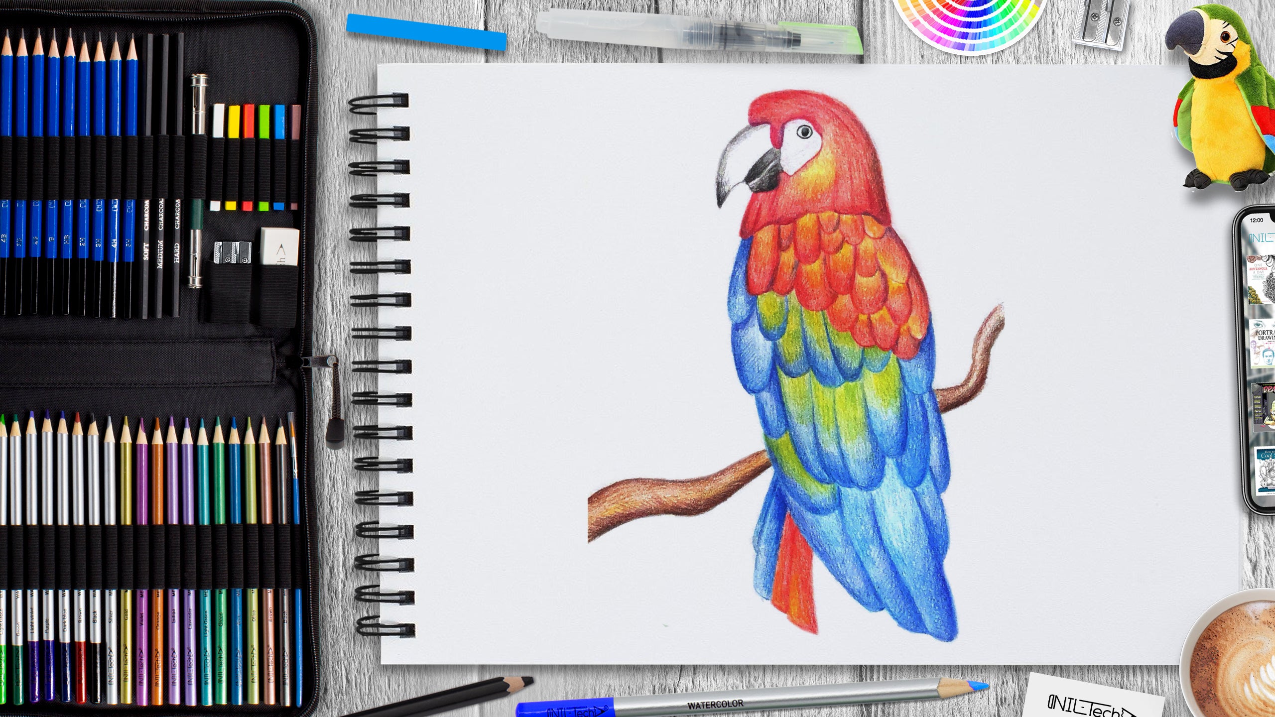 PARROT drawing easy using colouring sketch pens, Sketch pen drawing  tutorial