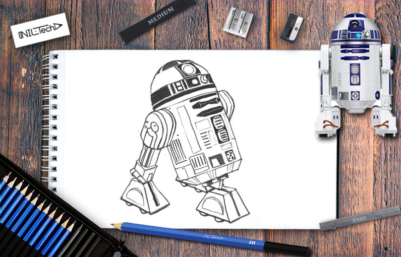How to draw R2D2 from Star Wars step by step