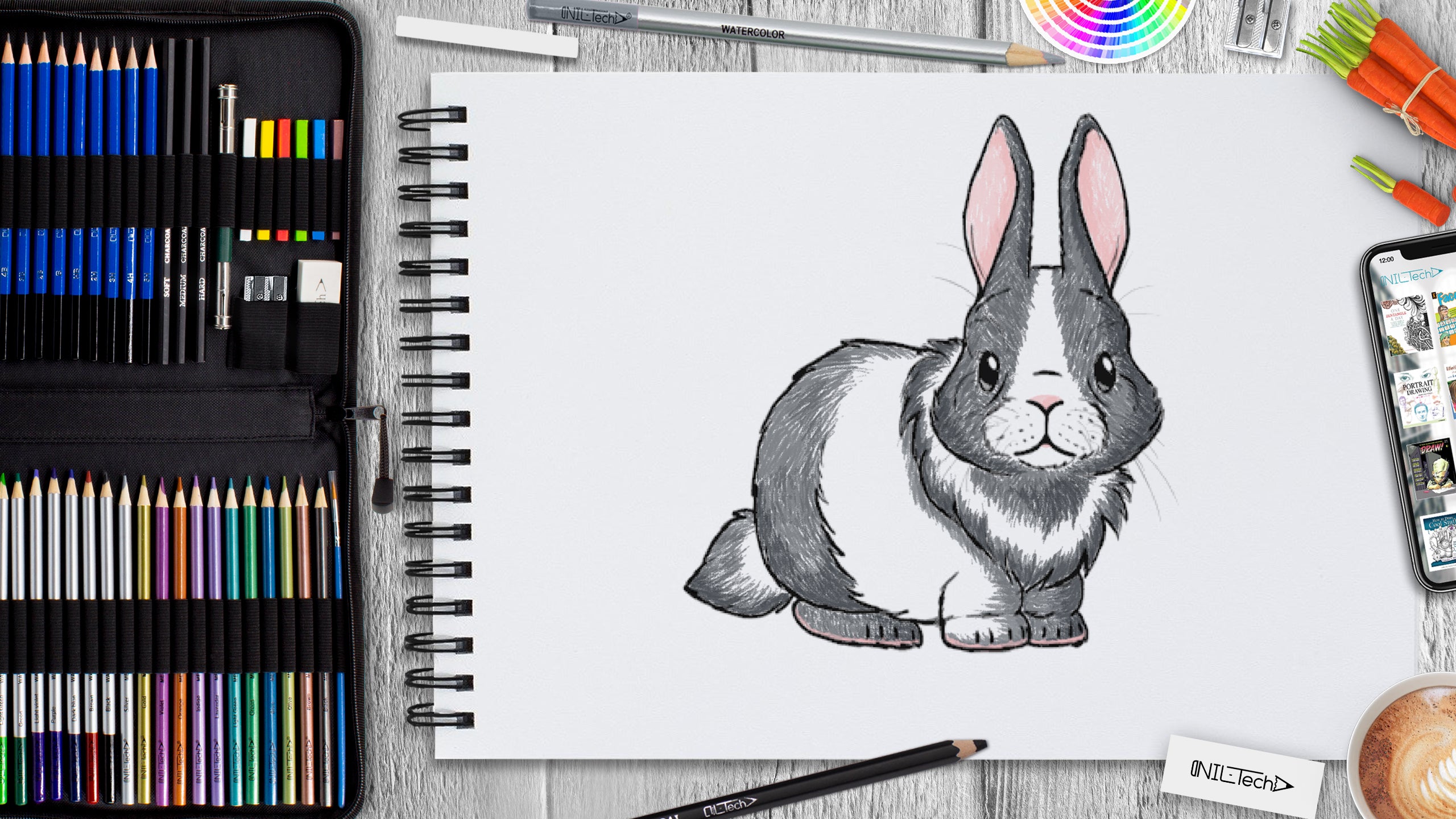 How to draw a rabbit or bunny- in easy steps advanced tutorial - YouTube