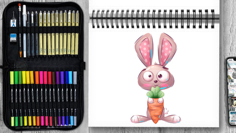 Step-by-Step Guide to Drawing a Charming Rabbit Holding a Carrot