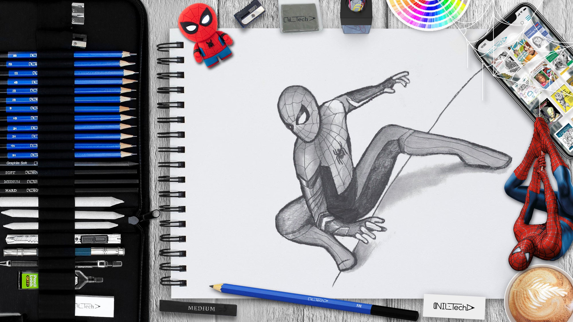 Tom Holland's spider-man drawing step by step