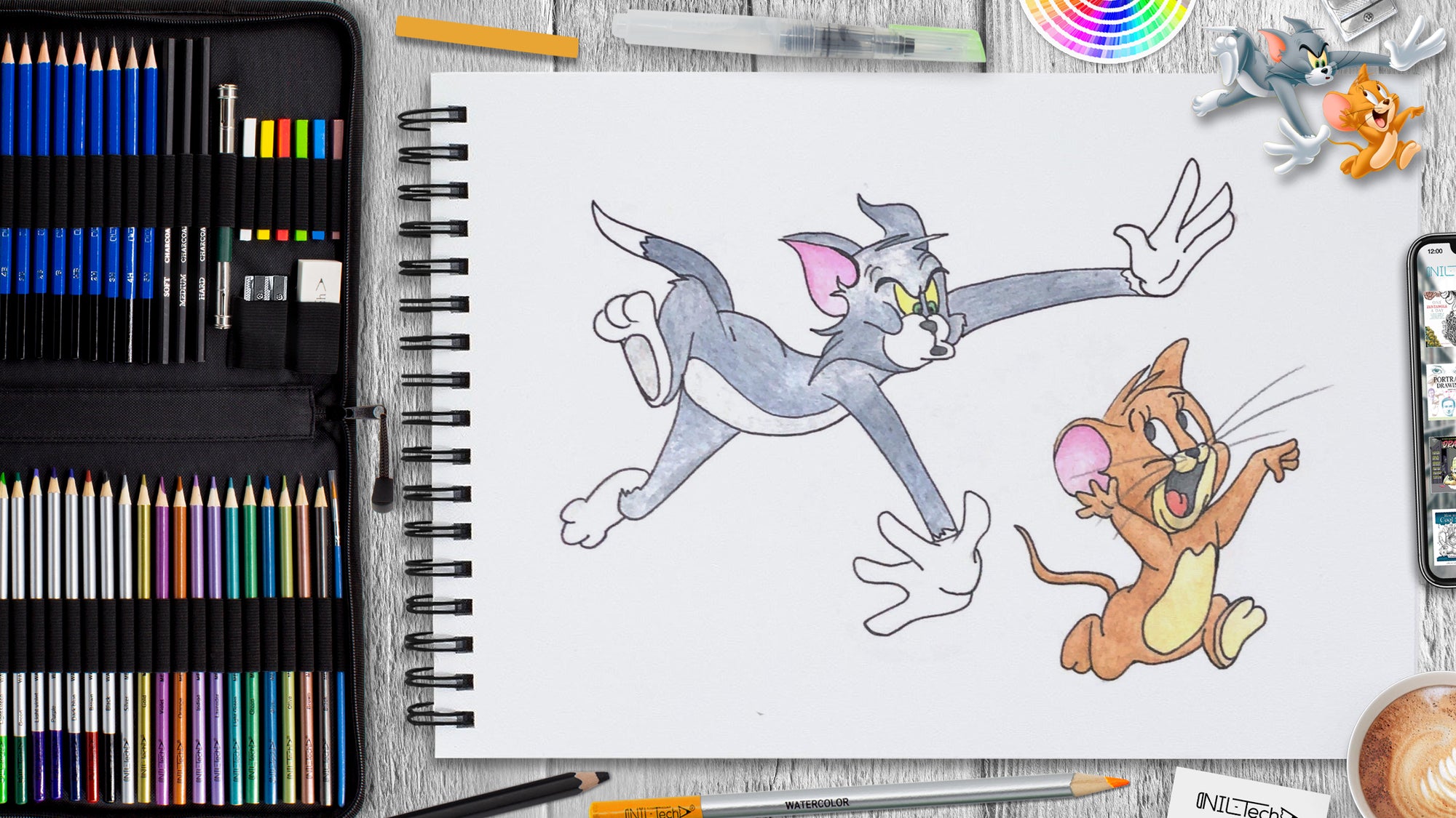 its a pencil drawing of tom and jerry — Hive