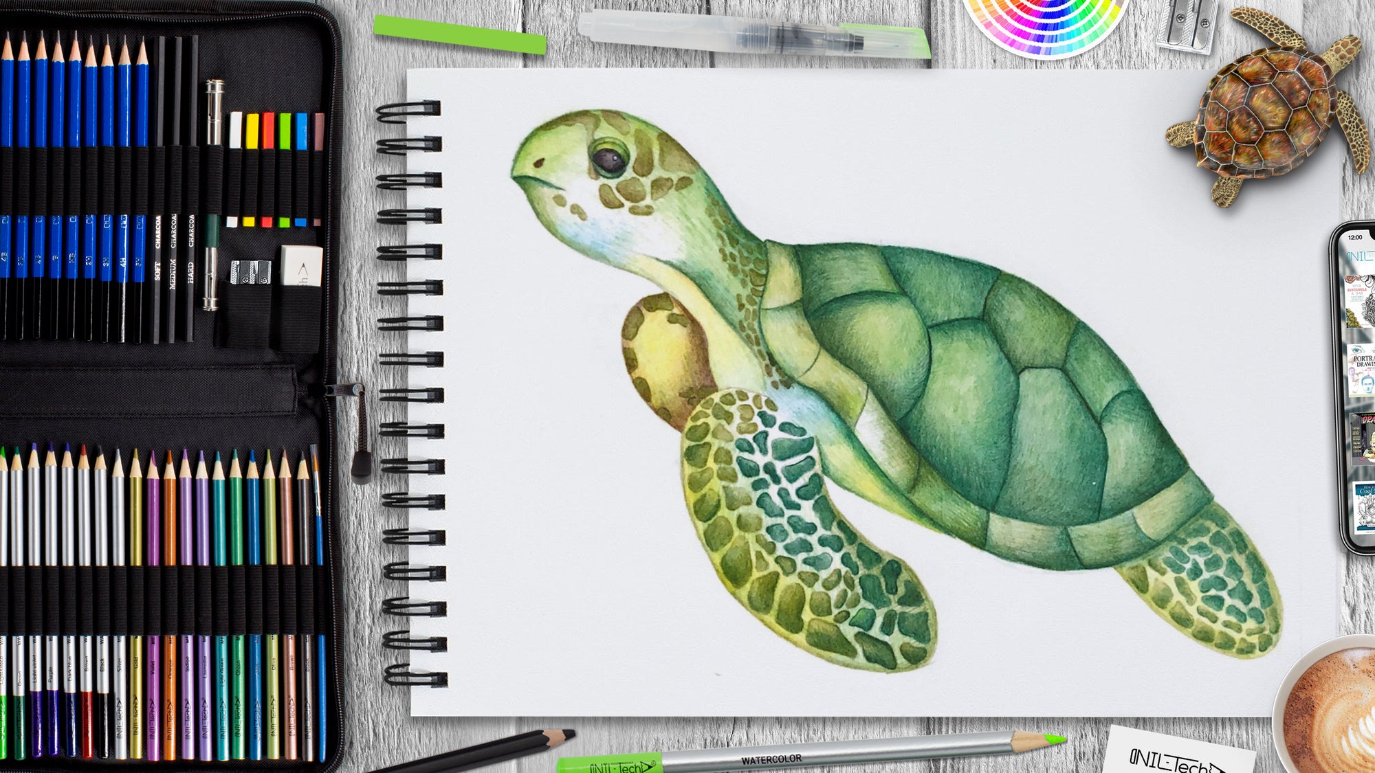 Sea Turtle Pencil Drawing 680 Print - Etsy UK