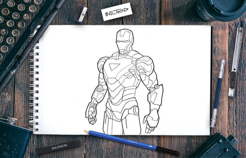 How to draw Iron Man Mk. VI step by step