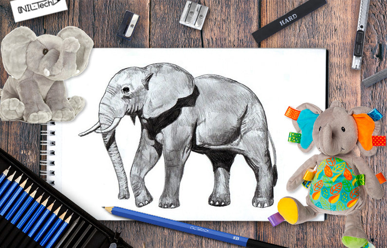 Realistic pencil drawing of an elephant on Craiyon