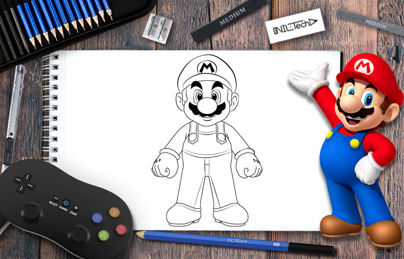 How to draw Mario hero step by step tutorial