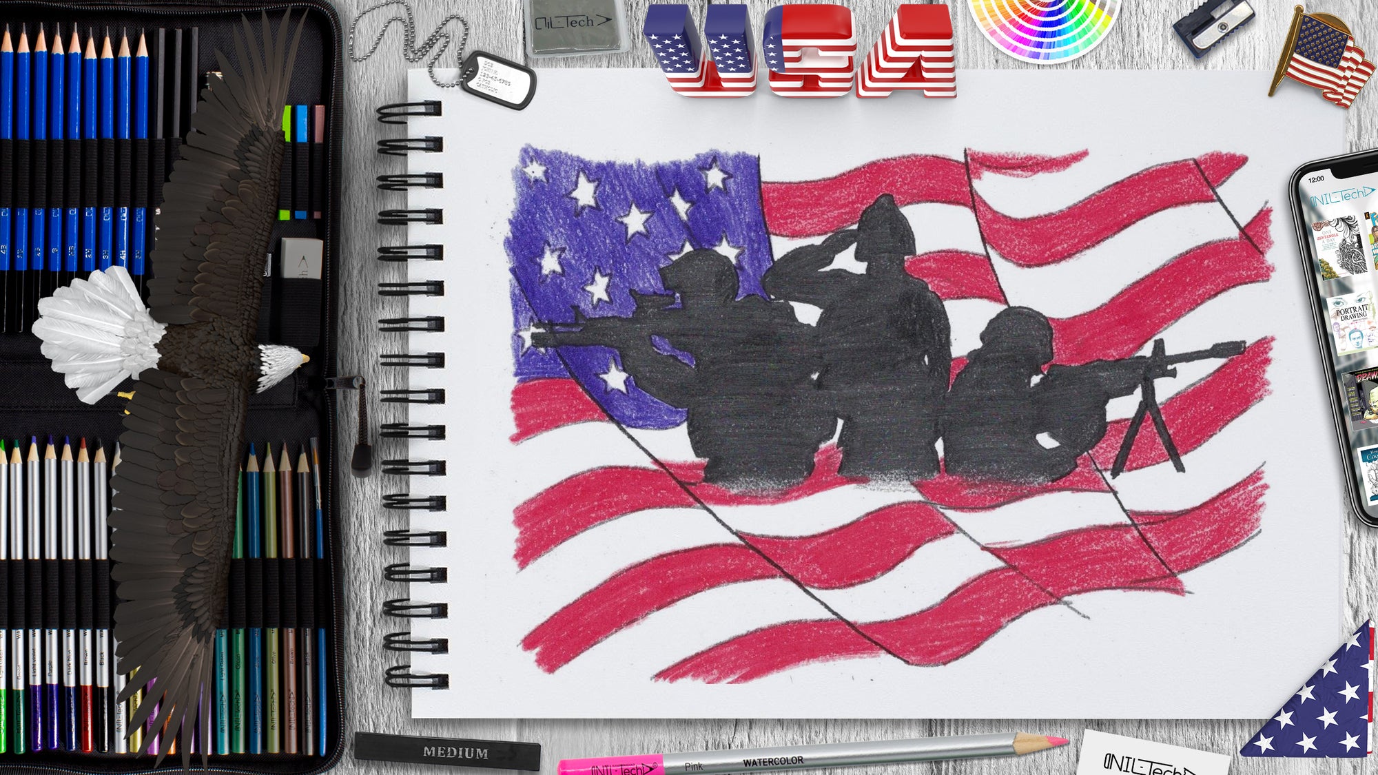 how to draw veterans day drawing step by step