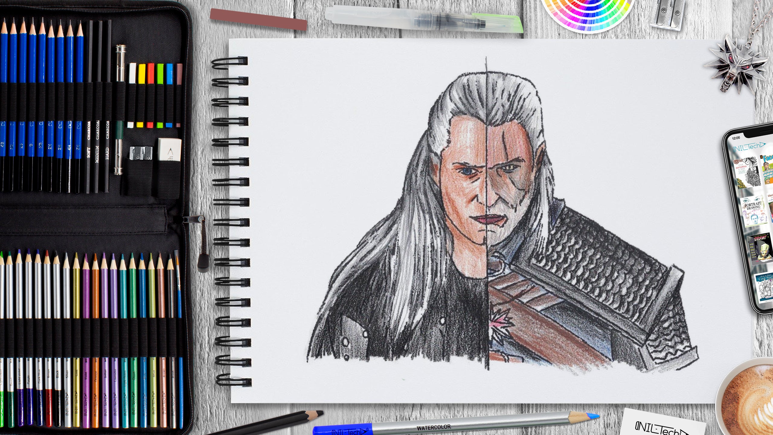 Drawing a Realistic Portrait of The Witcher  YouTube