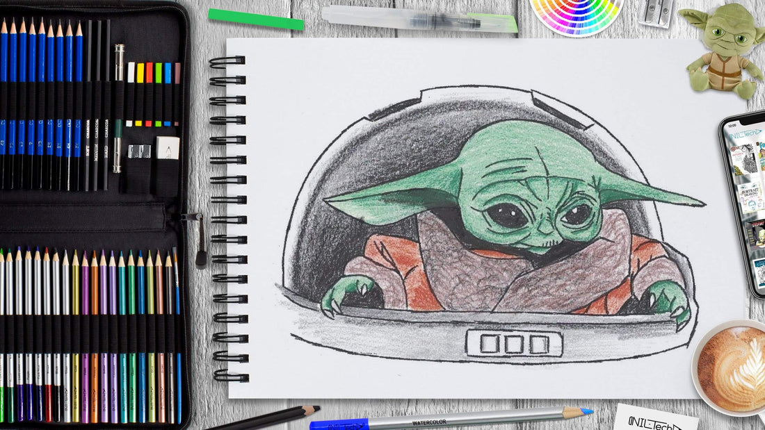 how to draw baby yoda step by step