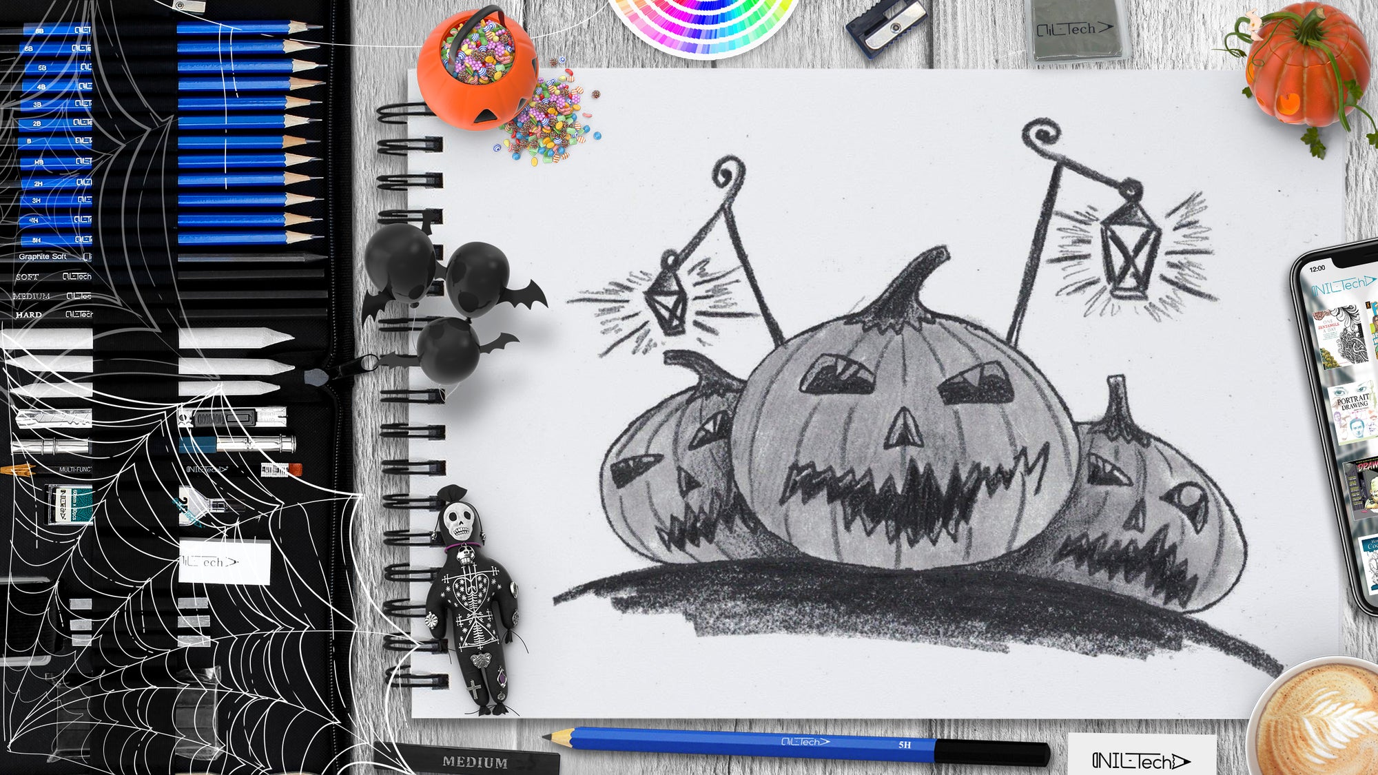 how to draw Halloween pumpkin step by step drawing tutorial
