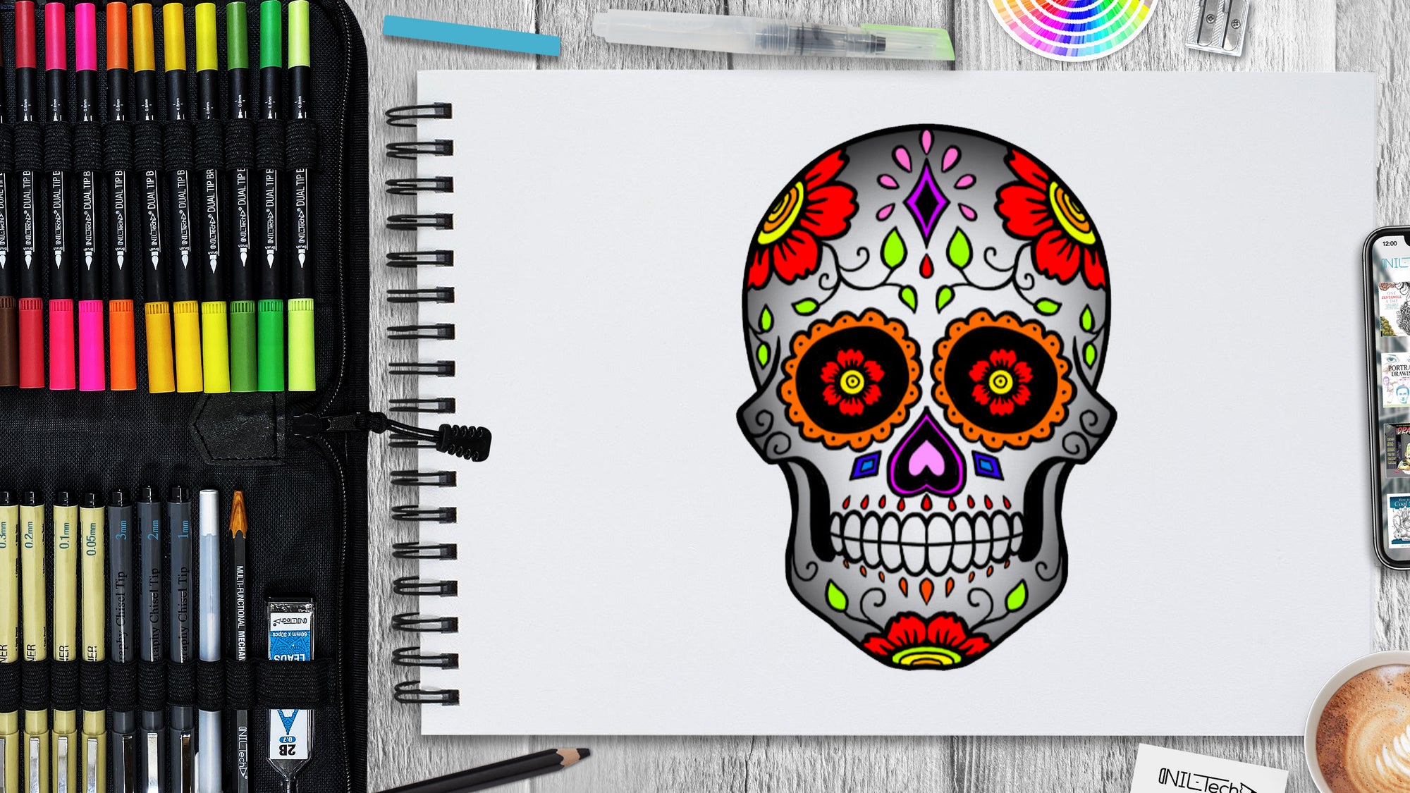 How to draw a sugar skull