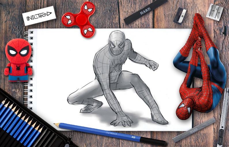 How to draw Spider-man from Avengers: infinity war step by step tutorial marvel