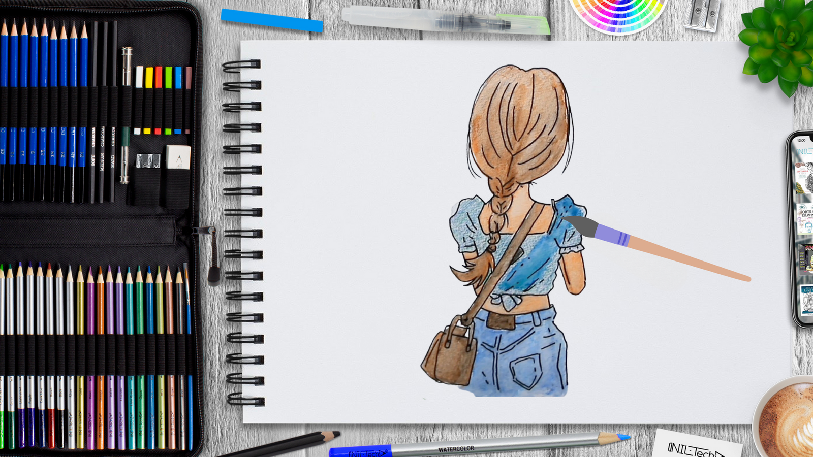 Vivid Chibi Girl Holding Heart - Colorful Crayon Drawing | AI Art Generator  | Easy-Peasy.AI