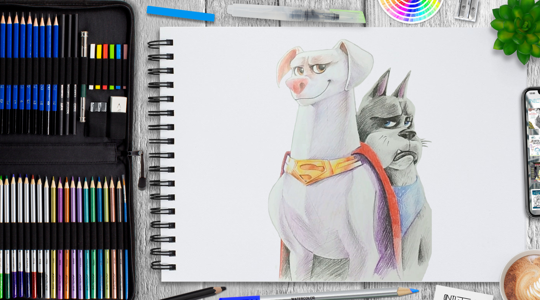 draw Krypto and Ace the Bat-Hound from DC league of super pets 