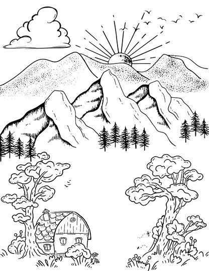 "Earth's Majesty" - Celebrate Earth Day with a Printable Digital Coloring Book of Global Landscapes