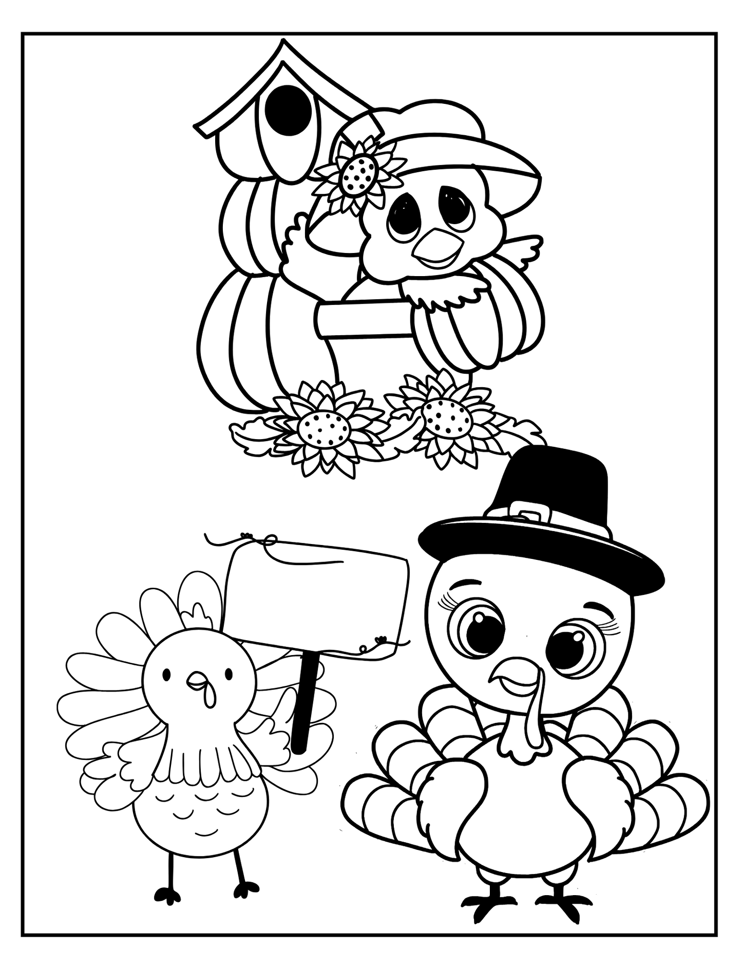 Thanksgiving Turkeys: Printable Coloring Book for Festive Fun