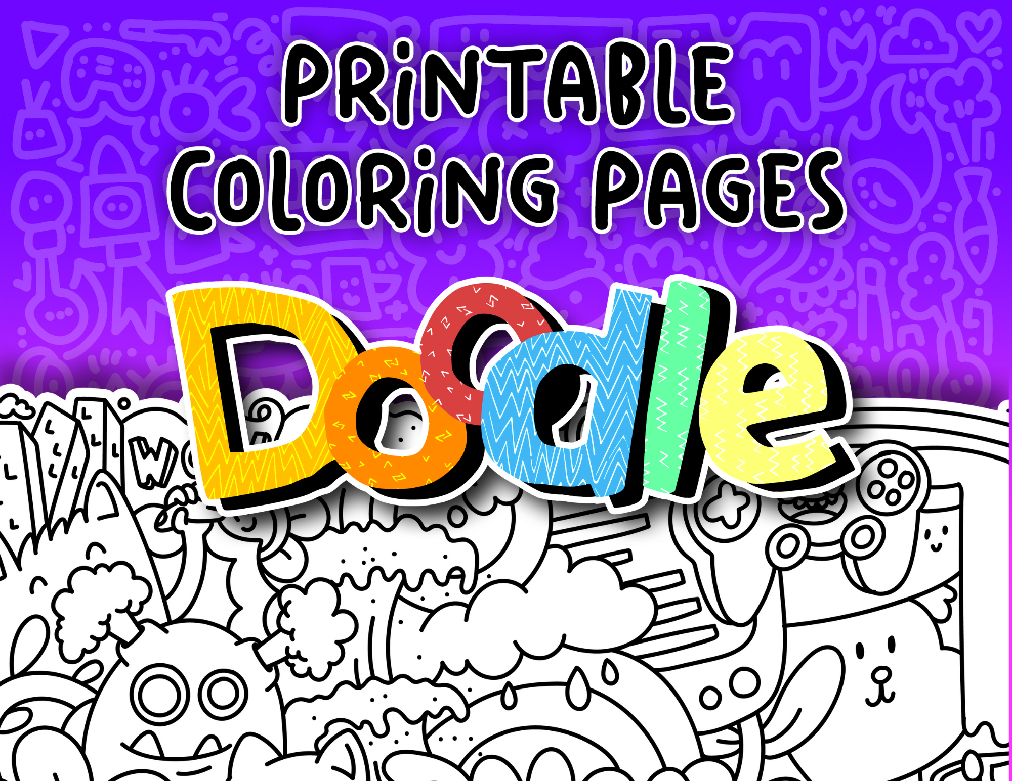Printable (Digital) Doodles Coloring Pages: FunDoodles Printable Coloring Book for All Ages