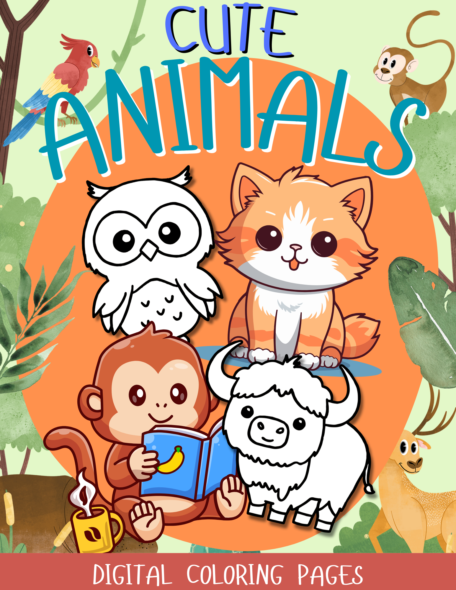 Cute Animals: Printable Coloring Book – Kittens, Ducklings, Foxes, and More!