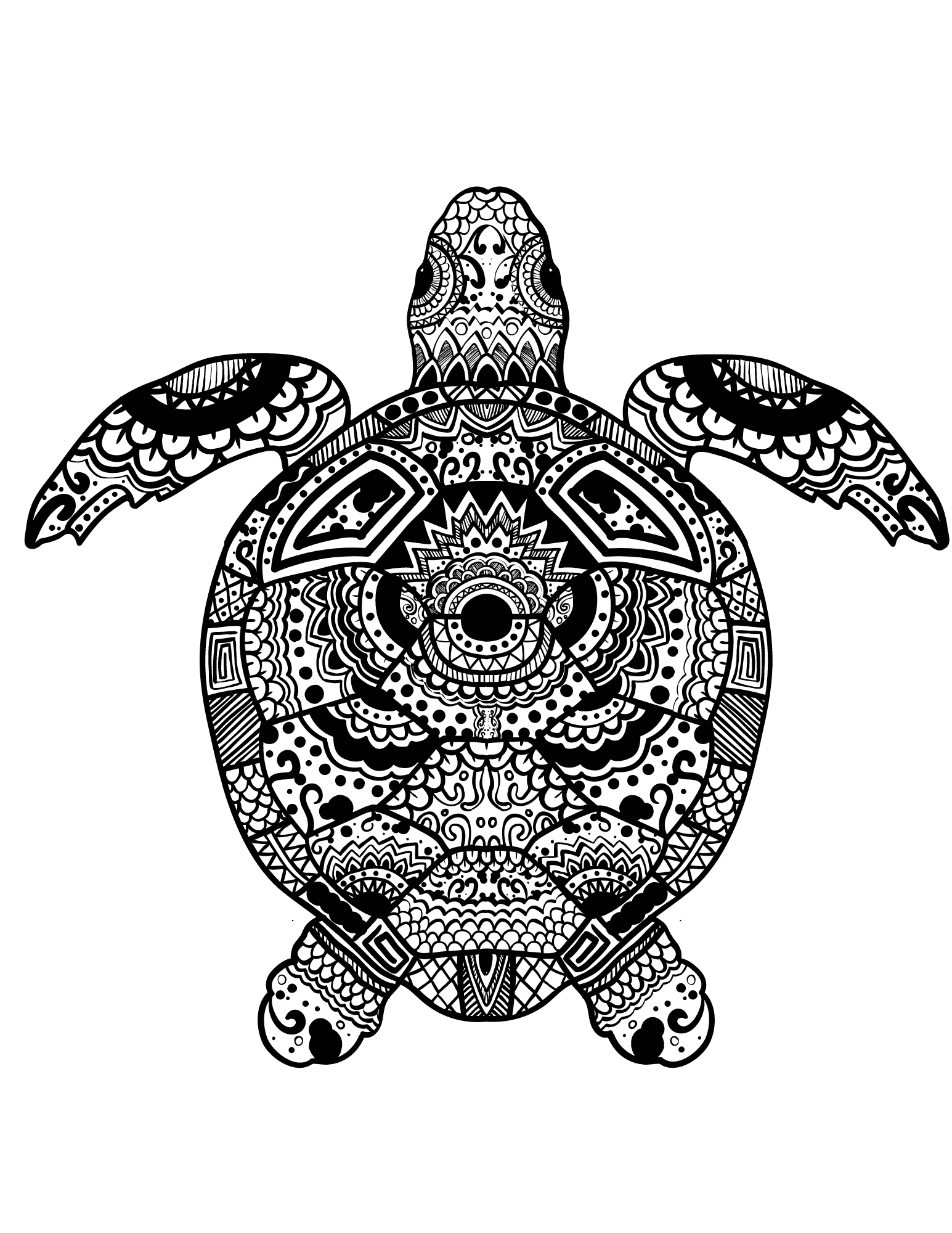 Zentangle Turtle coloring page
