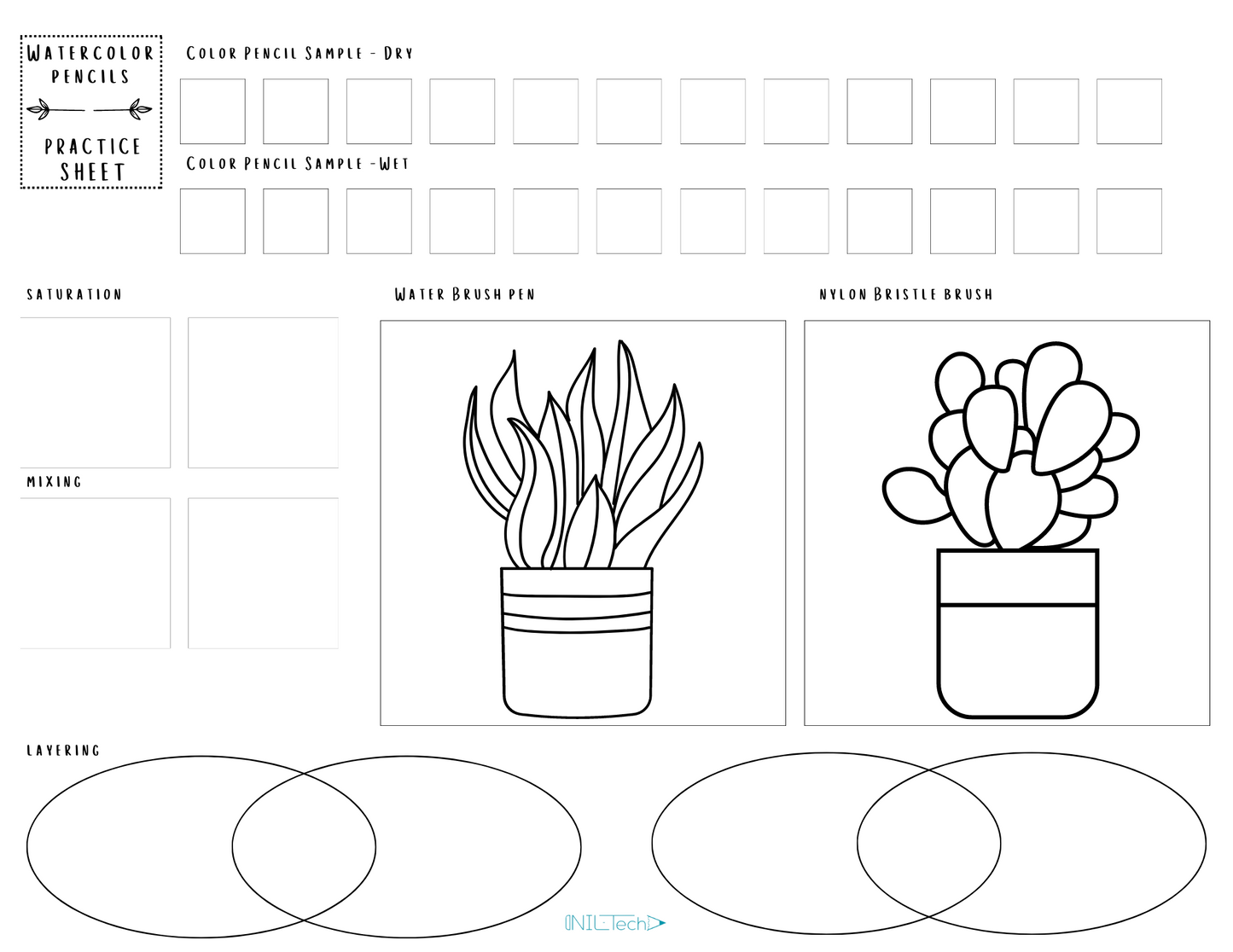 Watercolor Pencils Practice Sheets