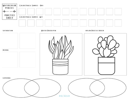 Watercolor Pencils Practice Sheets
