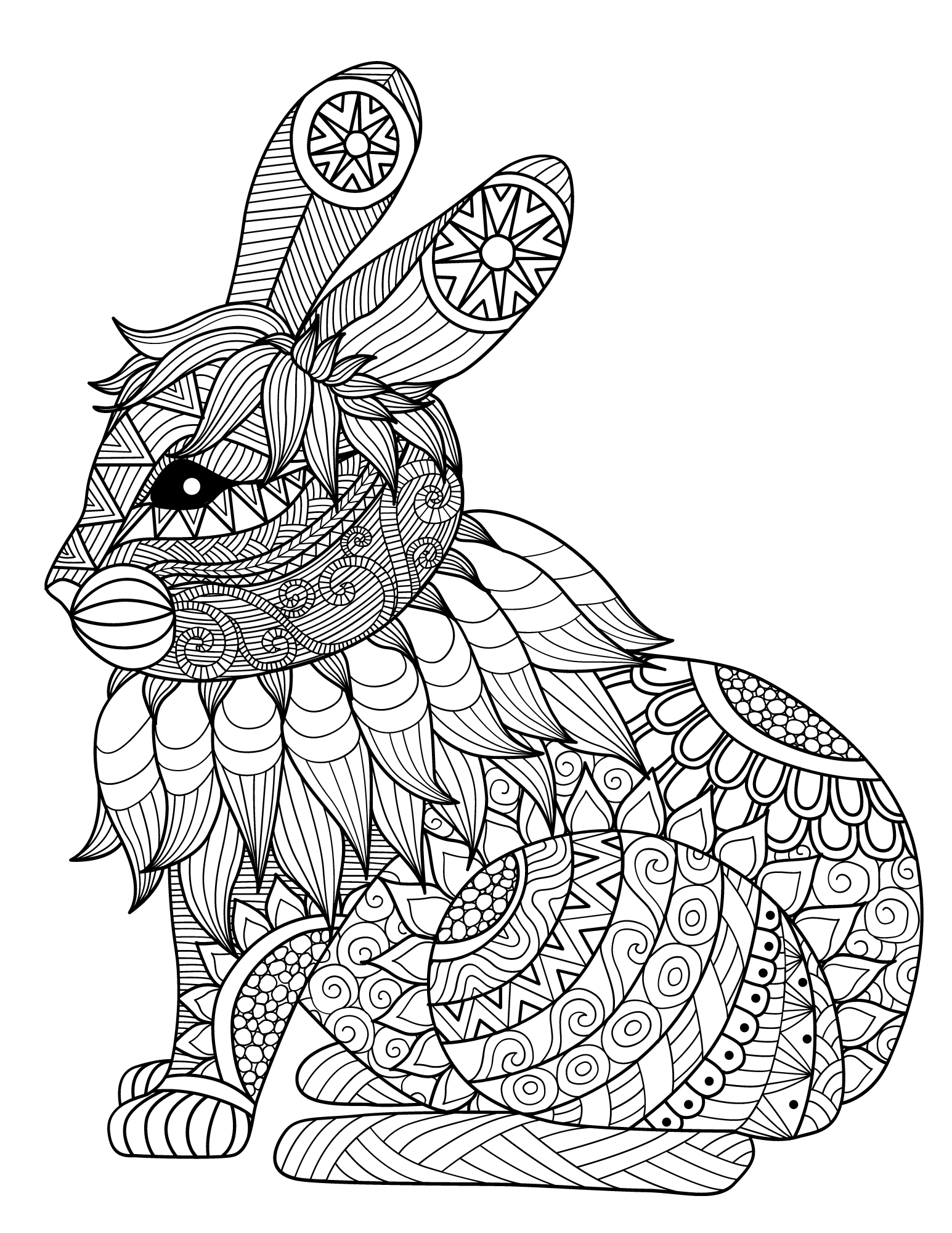 Zentangle Bunny coloring page