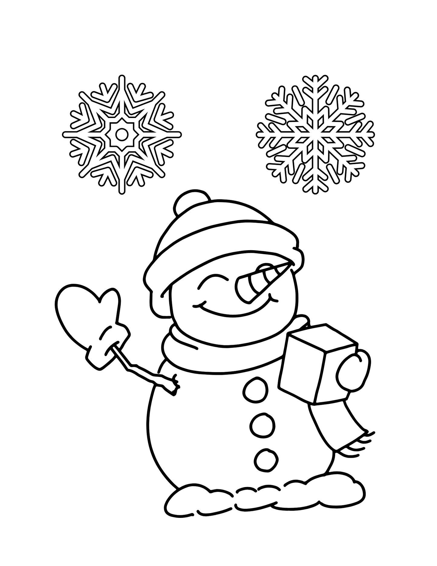 Snowflake Magic: Printable Coloring Book Featuring Snowflakes and Cute Characters